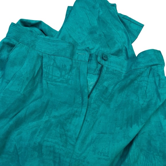 Vintage Pierre Lamonte Teal Rayon Wide Leg Pants Size M 29 Waist - Picture 4 of 8